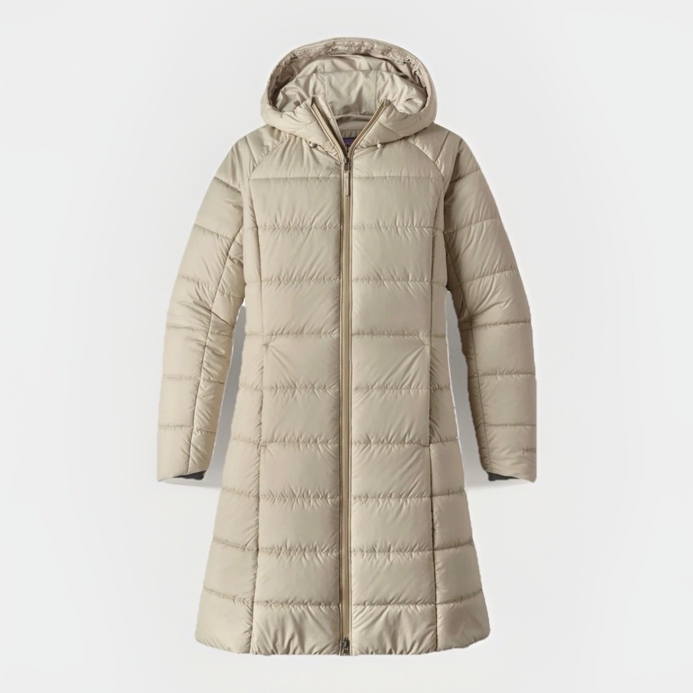 Patagonia Parka Womens XS Hood Long Jacket Pelican Quilted Puffer HyperDas Rare